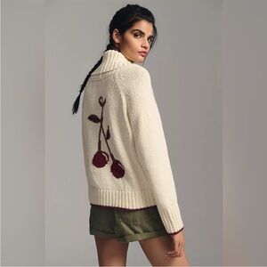 Anthropologie Cherry Cardigan Sweater